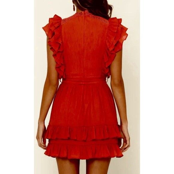 Hello Molly Ruffle Mini dress Red, Sz Small - Picture 2 of 9